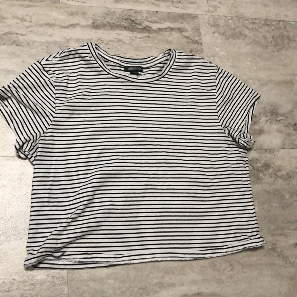 White and black striped cropped top